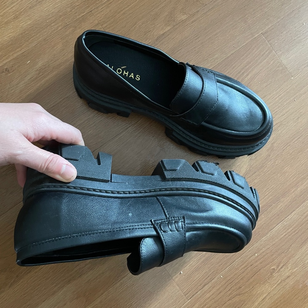 ALOHAS Black Chunky Platform Loafers - Picture 4 of 7
